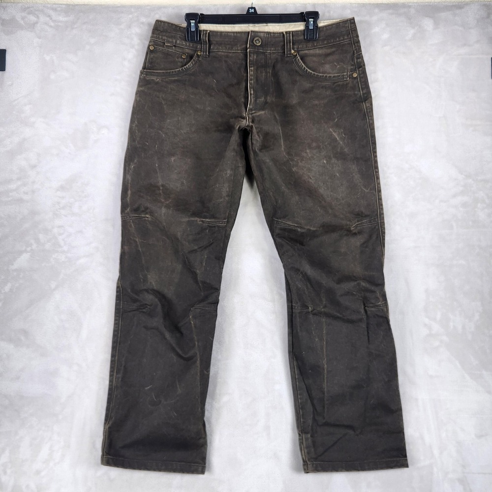 Kuhl Rydr Pants Mens 34x30 Brown Canvas Hiking 5 Pocket Vintage Patina Dye